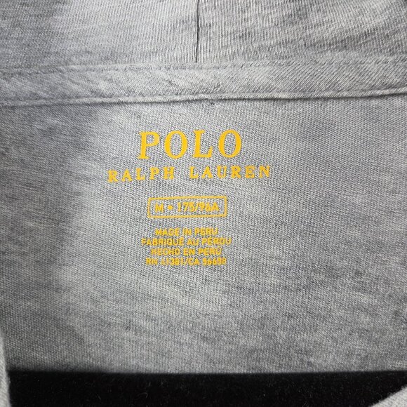 Polo Ralph Lauren Quarter Zip Hoodie Mens Medium Gray Big Pony Logo Spell Out - Picture 4 of 11